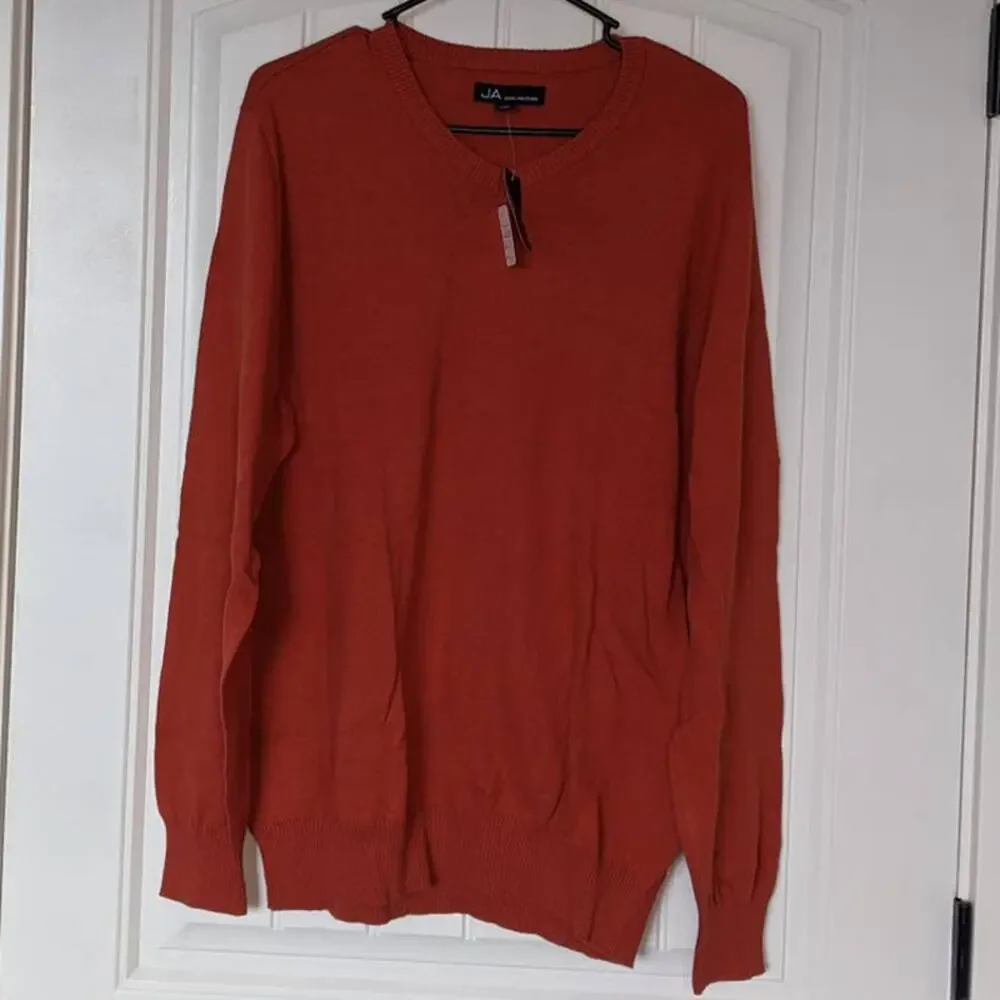John Ashford V Neck Sweater XL Copper Casual Pullover Long Sleeves Office Ribbed